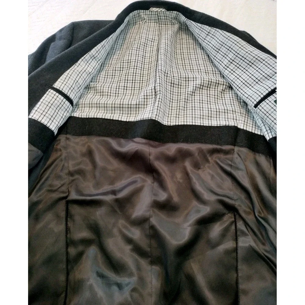 Lauren Ralph Lauren Mens Sport Coat Blazer 46L Gray Wool Tweed Plaid Lining